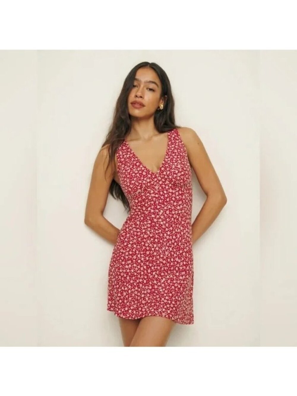 Reformation Calix Floral Red Sleeveless Mini Dress  Womens XS